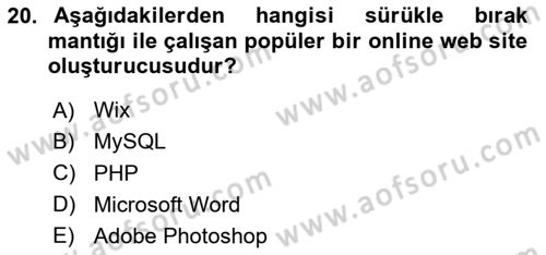 Web Yayıncılığı Araçları Dersi 2024 - 2025 Yılı (Final) Dönem Sonu Sınav Soruları 20. Soru