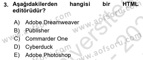 Web Yayıncılığı Araçları Dersi 2024 - 2025 Yılı (Final) Dönem Sonu Sınav Soruları 3. Soru