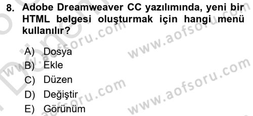 Web Yayıncılığı Araçları Dersi 2024 - 2025 Yılı (Final) Dönem Sonu Sınav Soruları 8. Soru