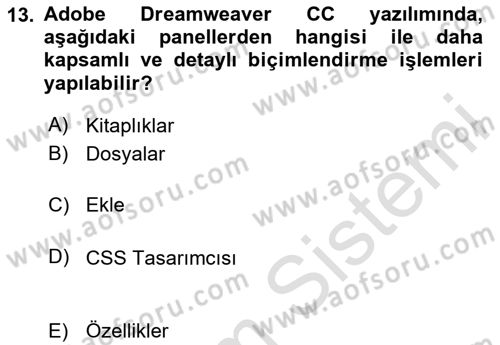 Web Yayıncılığı Araçları Dersi 2024 - 2025 Yılı Yaz Okulu Sınav Soruları 13. Soru