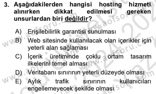 Web Yayıncılığı Araçları Dersi 2024 - 2025 Yılı Yaz Okulu Sınav Soruları 3. Soru