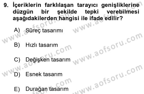 Web Yayıncılığı Araçları Dersi 2024 - 2025 Yılı Yaz Okulu Sınav Soruları 9. Soru
