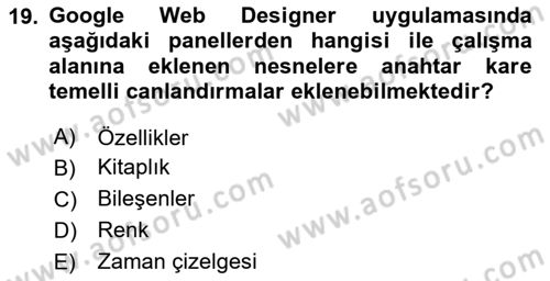 Web Yayıncılığı Araçları Dersi 2025 - 2026 Yılı (Vize) Ara Sınav Soruları 19. Soru