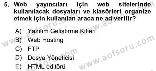 Web Yayıncılığı Araçları Dersi 2025 - 2026 Yılı (Vize) Ara Sınav Soruları 5. Soru