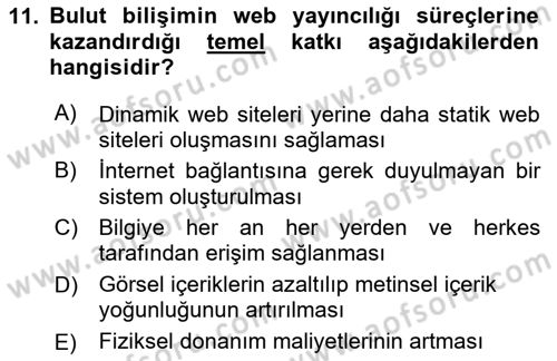 Web Yayıncılığı Araçları Dersi 2025 - 2026 Yılı (Final) Dönem Sonu Sınav Soruları 11. Soru