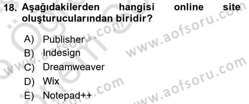 Web Yayıncılığı Araçları Dersi 2025 - 2026 Yılı (Final) Dönem Sonu Sınav Soruları 18. Soru