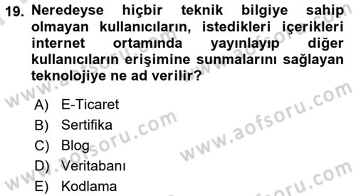 Web Yayıncılığı Araçları Dersi 2025 - 2026 Yılı (Final) Dönem Sonu Sınav Soruları 19. Soru
