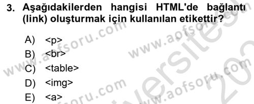 Web Yayıncılığı Araçları Dersi 2025 - 2026 Yılı (Final) Dönem Sonu Sınav Soruları 3. Soru