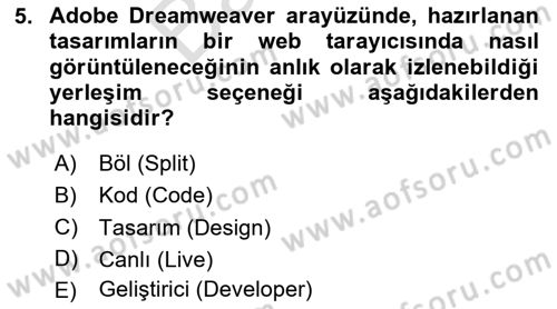 Web Yayıncılığı Araçları Dersi 2025 - 2026 Yılı (Final) Dönem Sonu Sınav Soruları 5. Soru