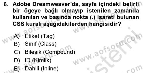 Web Yayıncılığı Araçları Dersi 2025 - 2026 Yılı (Final) Dönem Sonu Sınav Soruları 6. Soru