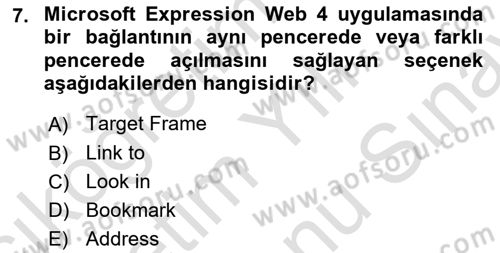 Web Yayıncılığı Araçları Dersi 2025 - 2026 Yılı (Final) Dönem Sonu Sınav Soruları 7. Soru