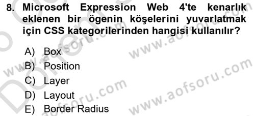 Web Yayıncılığı Araçları Dersi 2025 - 2026 Yılı (Final) Dönem Sonu Sınav Soruları 8. Soru