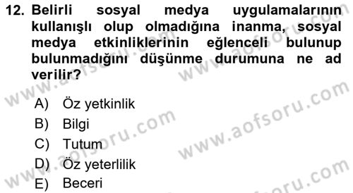 Web Okuryazarlığı Dersi 2017 - 2018 Yılı 3 Ders Sınav Soruları 12. Soru
