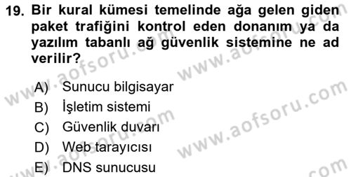 Web Okuryazarlığı Dersi 2017 - 2018 Yılı 3 Ders Sınav Soruları 19. Soru