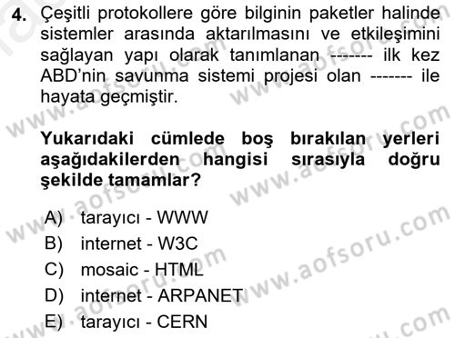 Web Okuryazarlığı Dersi 2017 - 2018 Yılı 3 Ders Sınav Soruları 4. Soru