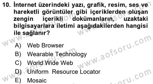 Web Okuryazarlığı Dersi 2017 - 2018 Yılı (Vize) Ara Sınav Soruları 10. Soru