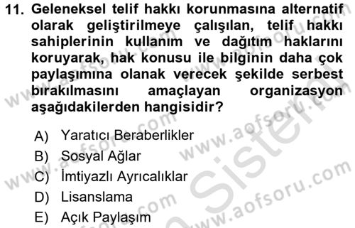 Web Okuryazarlığı Dersi 2017 - 2018 Yılı (Vize) Ara Sınav Soruları 11. Soru