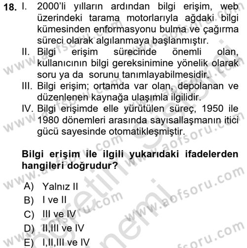 Web Okuryazarlığı Dersi 2017 - 2018 Yılı (Vize) Ara Sınav Soruları 18. Soru