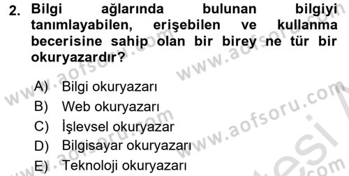 Web Okuryazarlığı Dersi 2017 - 2018 Yılı (Vize) Ara Sınav Soruları 2. Soru