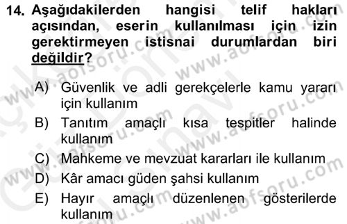 Web Okuryazarlığı Dersi 2017 - 2018 Yılı (Final) Dönem Sonu Sınav Soruları 14. Soru