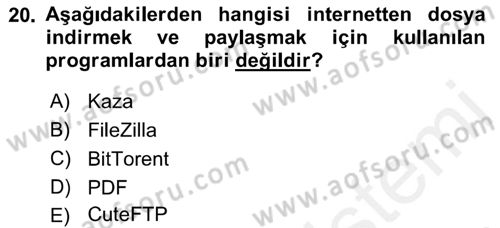 Web Okuryazarlığı Dersi 2017 - 2018 Yılı (Final) Dönem Sonu Sınav Soruları 20. Soru