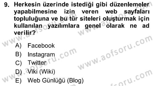 Web Okuryazarlığı Dersi 2017 - 2018 Yılı (Final) Dönem Sonu Sınav Soruları 9. Soru