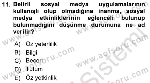 Web Okuryazarlığı Dersi 2018 - 2019 Yılı 3 Ders Sınav Soruları 11. Soru