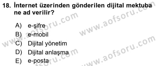 Web Okuryazarlığı Dersi 2018 - 2019 Yılı 3 Ders Sınav Soruları 18. Soru