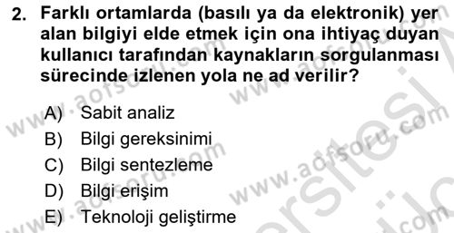 Web Okuryazarlığı Dersi 2018 - 2019 Yılı 3 Ders Sınav Soruları 2. Soru