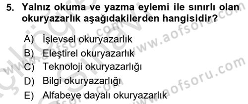 Web Okuryazarlığı Dersi 2018 - 2019 Yılı 3 Ders Sınav Soruları 5. Soru