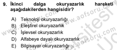 Web Okuryazarlığı Dersi 2018 - 2019 Yılı 3 Ders Sınav Soruları 9. Soru
