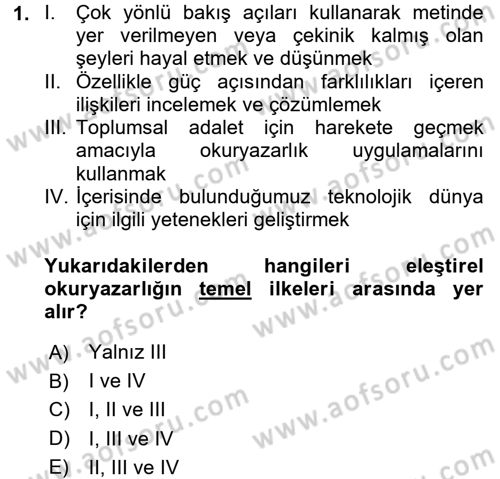 Web Okuryazarlığı Dersi Ara Sınavı Deneme Sınav Soruları 1. Soru