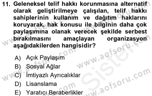 Web Okuryazarlığı Dersi 2018 - 2019 Yılı (Vize) Ara Sınav Soruları 11. Soru