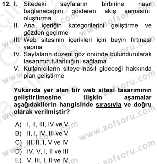 Web Okuryazarlığı Dersi 2018 - 2019 Yılı (Vize) Ara Sınav Soruları 12. Soru