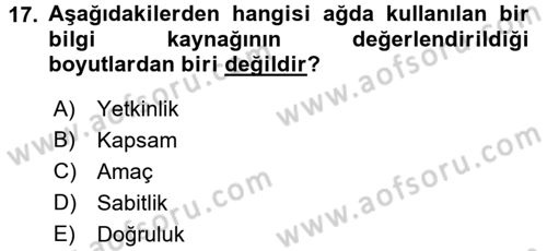 Web Okuryazarlığı Dersi 2018 - 2019 Yılı (Vize) Ara Sınav Soruları 17. Soru