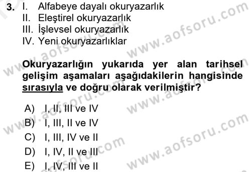 Web Okuryazarlığı Dersi Ara Sınavı Deneme Sınav Soruları 3. Soru