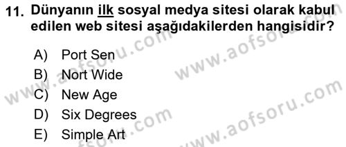 Web Okuryazarlığı Dersi 2018 - 2019 Yılı Yaz Okulu Sınav Soruları 11. Soru