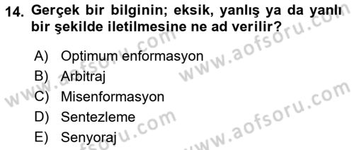 Web Okuryazarlığı Dersi 2018 - 2019 Yılı Yaz Okulu Sınav Soruları 14. Soru