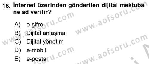 Web Okuryazarlığı Dersi 2018 - 2019 Yılı Yaz Okulu Sınav Soruları 16. Soru
