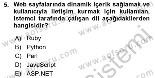 Web Okuryazarlığı Dersi 2018 - 2019 Yılı Yaz Okulu Sınav Soruları 5. Soru