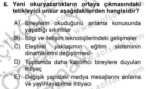 Web Okuryazarlığı Dersi 2018 - 2019 Yılı Yaz Okulu Sınav Soruları 6. Soru