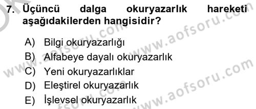 Web Okuryazarlığı Dersi 2018 - 2019 Yılı Yaz Okulu Sınavı 7. Soru