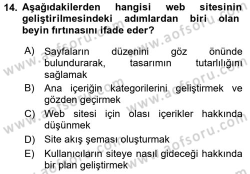 Web Okuryazarlığı Dersi 2019 - 2020 Yılı (Vize) Ara Sınav Soruları 14. Soru