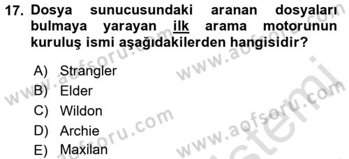 Web Okuryazarlığı Dersi 2019 - 2020 Yılı (Vize) Ara Sınav Soruları 17. Soru