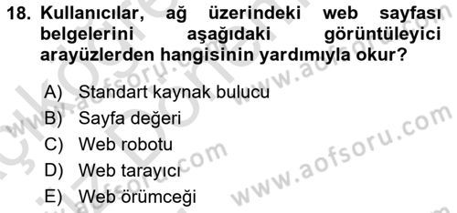Web Okuryazarlığı Dersi 2019 - 2020 Yılı (Vize) Ara Sınav Soruları 18. Soru