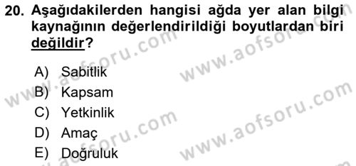 Web Okuryazarlığı Dersi 2019 - 2020 Yılı (Vize) Ara Sınav Soruları 20. Soru