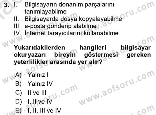 Web Okuryazarlığı Dersi 2019 - 2020 Yılı (Vize) Ara Sınav Soruları 3. Soru