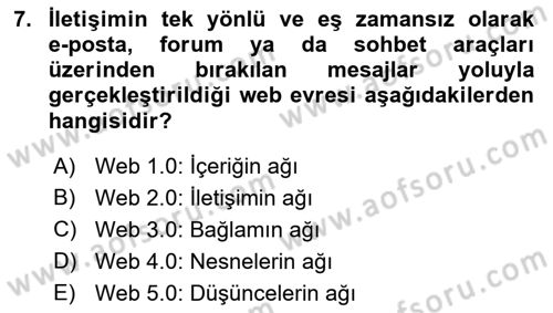 Web Okuryazarlığı Dersi 2019 - 2020 Yılı (Vize) Ara Sınav Soruları 7. Soru