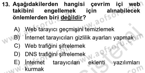 Web Okuryazarlığı Dersi 2019 - 2020 Yılı (Final) Dönem Sonu Sınav Soruları 13. Soru