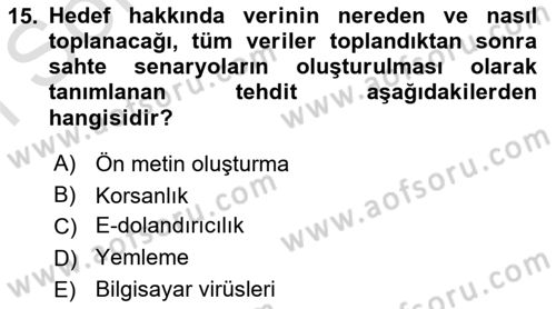Web Okuryazarlığı Dersi 2019 - 2020 Yılı (Final) Dönem Sonu Sınav Soruları 15. Soru